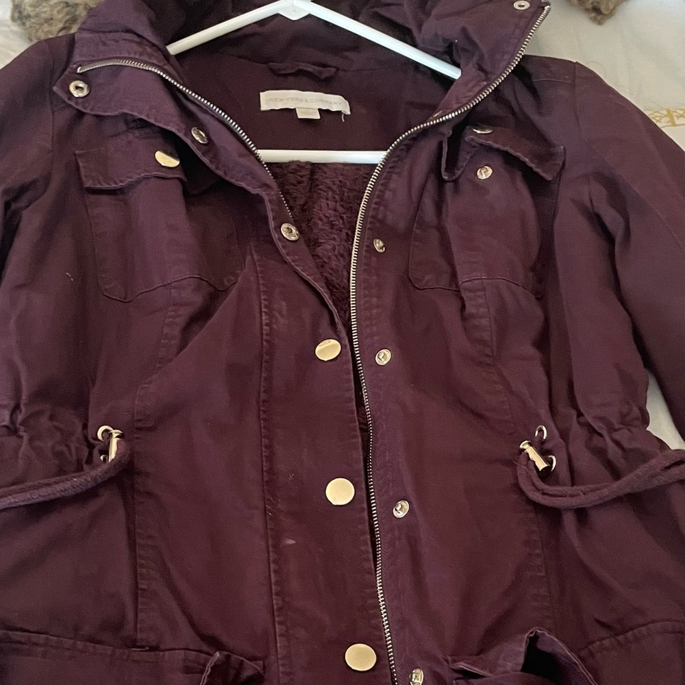 Ladies hooded jacket. Burgundy/Plum color.